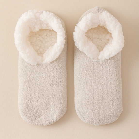 Fleece Lined Slipper Socks Cozy Winter Warm Fuzzy Socks Non Slip Indoor House Slippers Thick Thermal Bootie Slippers for Women and Girls