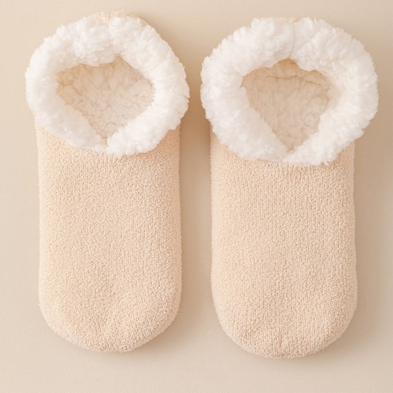 Fleece Lined Slipper Socks Cozy Winter Warm Fuzzy Socks Non Slip Indoor House Slippers Thick Thermal Bootie Slippers for Women and Girls