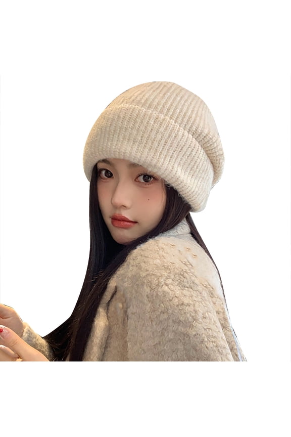 Fleece Lined Slouchy Beanie for Men/Women, Oversize Large Winter Warm Hat Thick Wool Knit Skull Cap Winter Fashion Knitted Pile Hat Warm Earmuffs Woolen Cold Hat