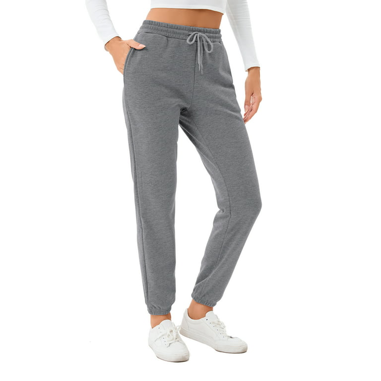Fleece Lined Sport Pants for Women with Pockets, Winter Workout Running  Thick Yoga Pants Warm Joggers, Gray