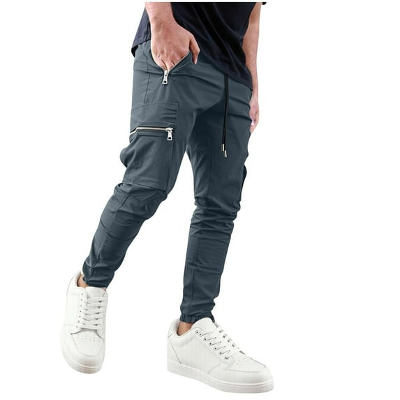 Fleece Lined Sweat Pants Men Grey Sweat Pants Men Black Pants Multi-Pocket Baggy Cargo Pants Mens Open Bottom Sweatpants with Pockets Men Cargos