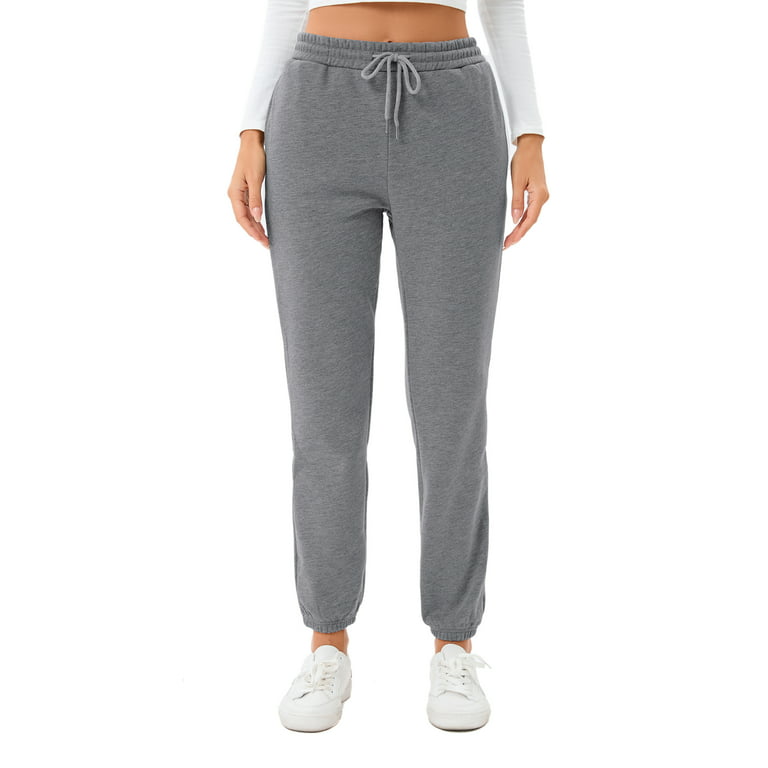 Fleece Lined Sweatpants Women with Pockets Fleece Joggers Winter Pants for  Women Thermal Lounge Running Pants, Gray