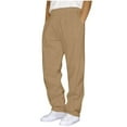thumbnail image 1 of Fleece Lined Sweatpants for Men Elastic Waist Drawstring Straight Leg Joggers with Pockets Khaki 3XL, 1 of 4