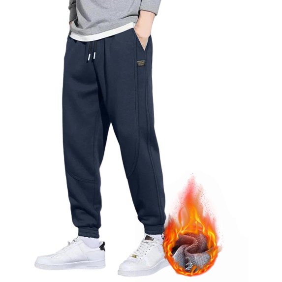 Fleece Lined Sweatpants for Men Plus Size Winter Thermal Warm Running Joggers Active Drawstring Elastic Waist Pants