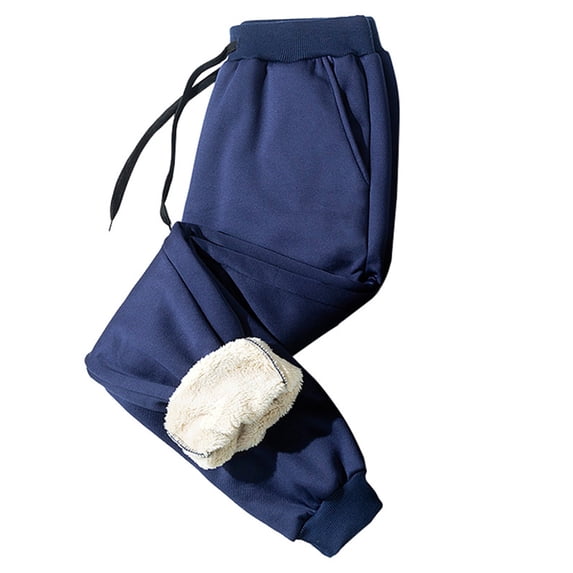 Fleece Lined Sweatpants for Men Winter Warm Joggers with Zipper Pockets Heavyweight Thermal Pants