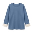thumbnail image 1 of Fleece Lined Sweatshirt Women Thick Warm Crew Neck Solid Print Long Sleeve Pullover Tops, 1 of 5
