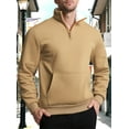thumbnail image 1 of Fleece Lined Sweatshirts for Men with Zipper Collared and Pocket No Hood Shirts Mens Casual Color Block Pullover Long Sleeve Warm Work Sweatshirt Tops, 1 of 7