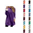 thumbnail image 1 of Lined Sweatshirts for Women 2025 Fall Winter Long Sleeve Crewneck Loose Casual Plain Sweatshirt Pullover Tops, 1 of 8