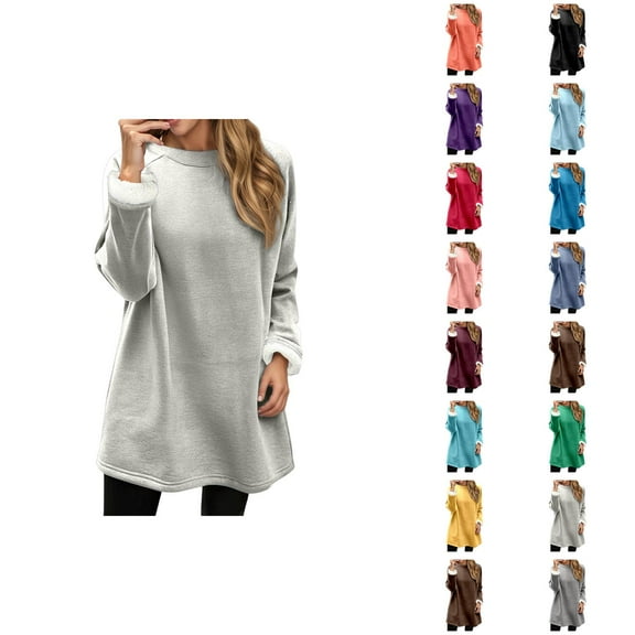 Lined Sweatshirts for Women 2025 Fall Winter Long Sleeve Crewneck Loose Casual Plain Sweatshirt Pullover Tops