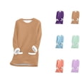 thumbnail image 1 of Lined Sweatshirts for Women 2025 Long Sleeve Crewneck Plain Fuzzy Sweatshirt with Pockets Pullover Tops, 1 of 5