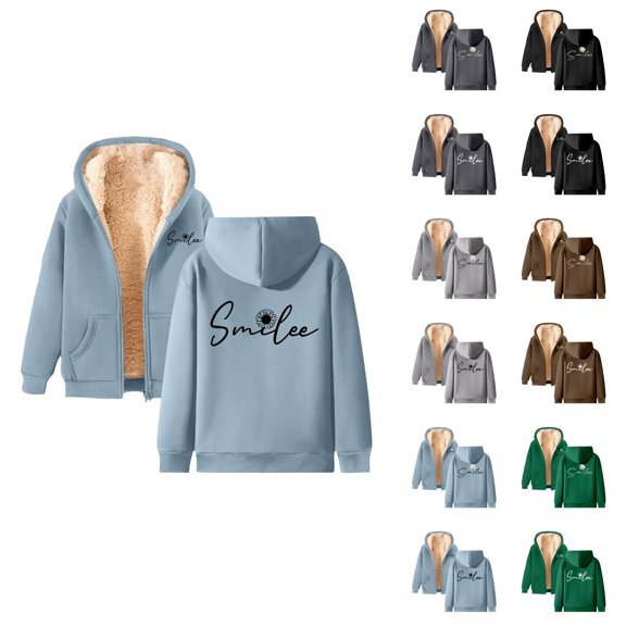 Lined Thick Hoodies for Women 2025 Winter Long Sleeve Chrysanthemum Graphic Hooded Sweatshirt Pullover Tops