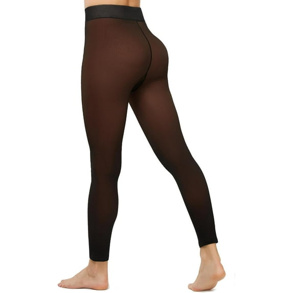Fleece Lined Tights Footless Women Sheer Warm Pantyhose Leggings Toeless Fake Translucent Thermal Thick Winter No Feet Tights