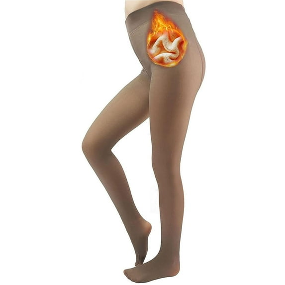 Fleece Lined Tights, LOFIR Sheer Tights, Winter Thermal Pantyhose for Women, Fake Translucent Warm Leggings for Women Ladies in Cold Weather, Coffee