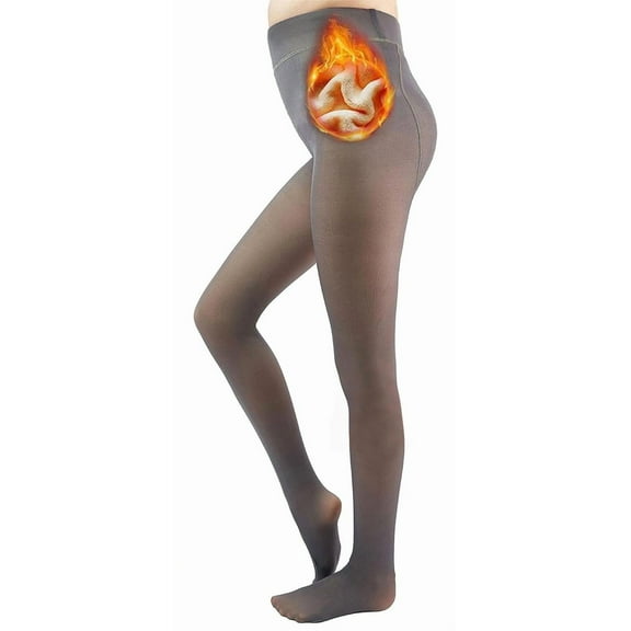 Fleece Lined Tights, LOFIR Sheer Tights, Winter Thermal Pantyhose for Women, Fake Translucent Warm for Women Ladies in Cold Weather, Grey