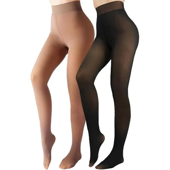 Fleece Lined Tights Sheer Women - Fake Translucent Warm Pantyhose Leggings Sheer Thick Tights for Winter