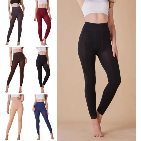 Fleece Lined Tights Sheer Women - Warm Pantyhose Leggings Sheer Thick Tights for Winter Black Free