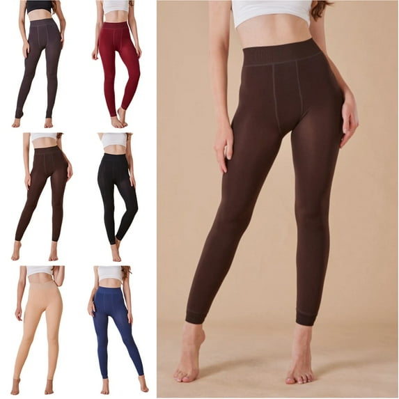 Fleece Lined Tights Sheer Women - Warm Pantyhose Leggings Sheer Thick Tights for Winter Coffee One Size