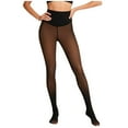 thumbnail image 1 of Fleece Lined Tights Women 220G Thick Stretch Warm Leggings Pantyhose Fake-Translucent High Waist Winter Pant (L, Brown), 1 of 6