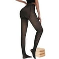 thumbnail image 1 of Fleece Lined Tights Women Fake Thermal Translucent Pantyhose High Waist Warm Lining Thick Sheer Leggings for Winter,Black M, 1 of 8