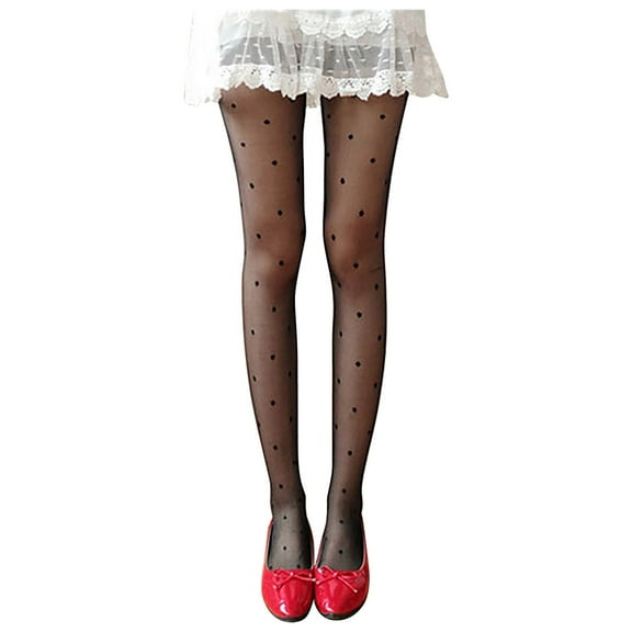 Fleece Lined Tights Women Polka Dot Thin Black Silk Pantyhose Stockings Flexible Lightweight Daily Wear A Tights For Women