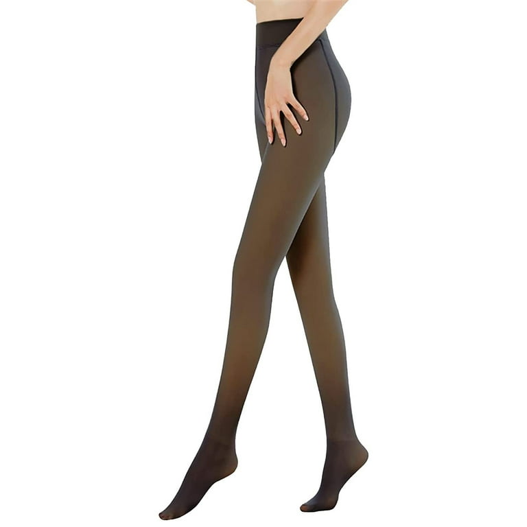 Fake Translucent Warm Pantyhose See Through Thermal Winter Tights Nude  Lined Translucent Leggings