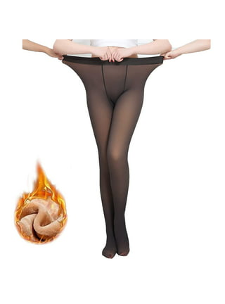 Women Fleece Lined Tights Fake Translucent Pantyhose High Waisted Warm  Winter Sheer Thick Fleece Tights