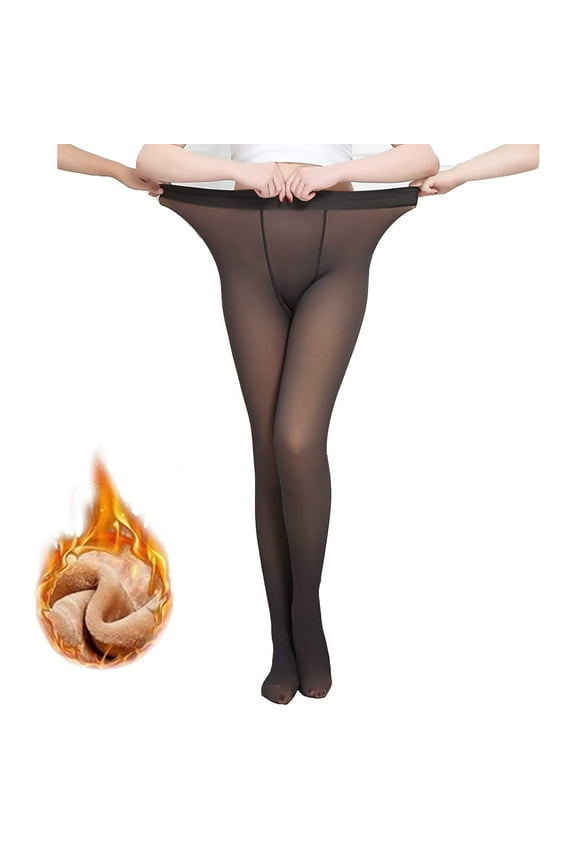 Fleece Lined Tights Women Sheer Fake Translucent Tights Faux Translucent Winter Thermal Warm High Waisted Leggings