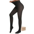thumbnail image 1 of Fleece Lined Tights Women Thermal Leggings Sheer Pantyhose Fake Translucent Warm Winter Tight,Black M, 1 of 8