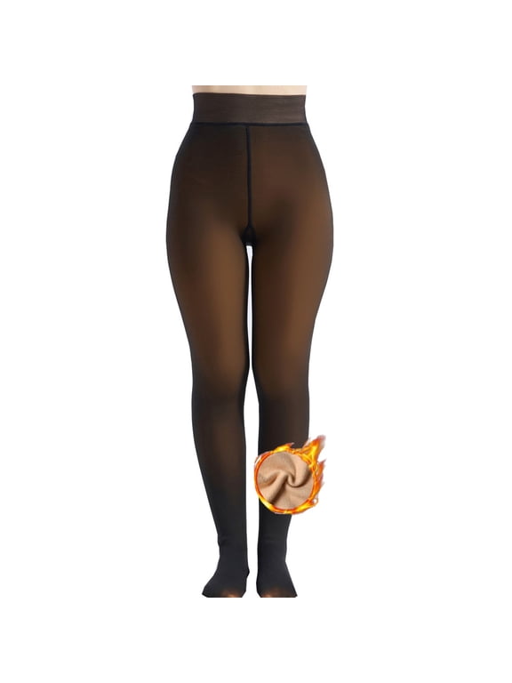 Fleece Lined Tights Women, Thick Warm Sheer Tights for Women, Fake Translucent Winter Pantyhose Thermal Leggings