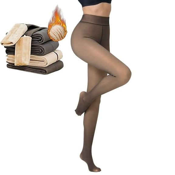 Fleece Lined Tights Women, Warm Pantyhose leggings Women,Fake Translucent Thermal Skin Colored Tights for Winter I