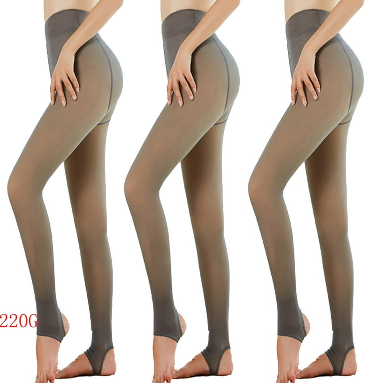 Fleece Lined Tights Women, Warm Pantyhose leggings Women,Fake Translucent  Thermal Skin Colored Tights for Winter 