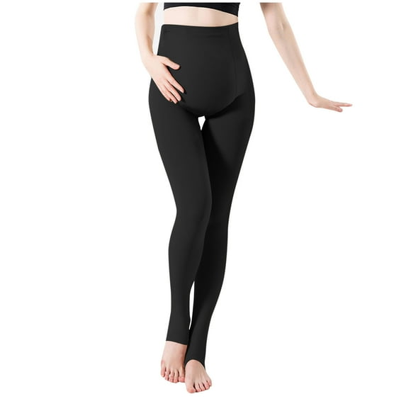 Fleece Lined Tights for Pregnant Women's High Waisted Seamless Leggings Winter Warm Thick Stockings Comfy Base Pants