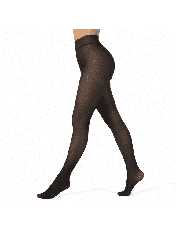 Fleece Lined Tights for Women – Fake Translucent Thermal Leggings, High Waist Thick Warm Pantyhose for Winter (1 Pack, Black,S/M)