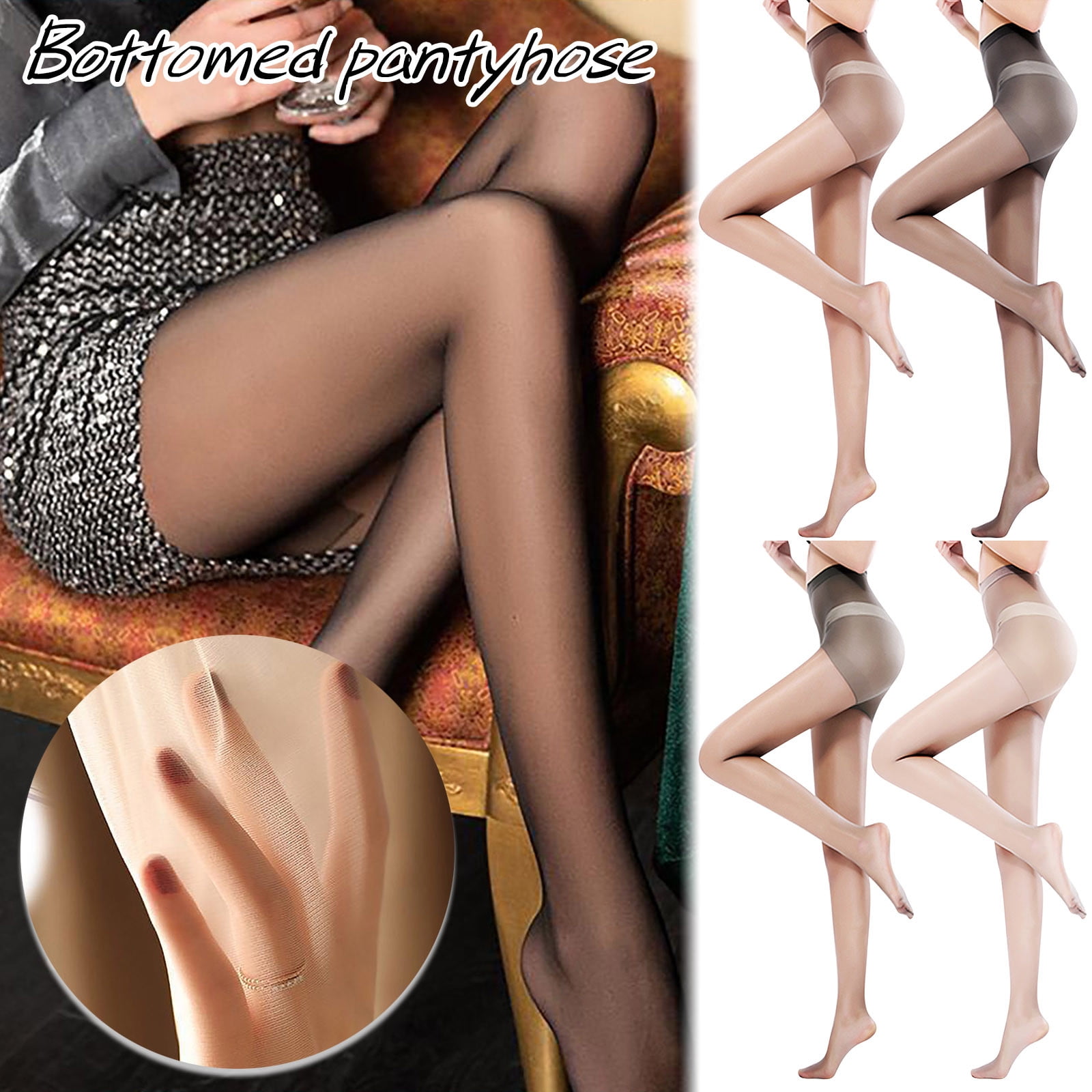 Women's Fleece Lined Fake Translucent Tights - Warm Thermal Sheer Pantyhose, High Waist, Opaque Winter Leggings - View #8