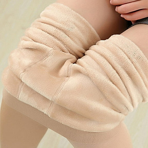 Fleece Lined Tights for Women Opaque Warm Tights with Control Top High Waist Pantyhose