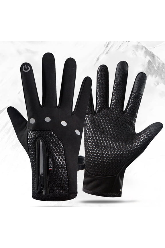 Fleece Lined Waterproof Windproof Zipper Gloves Touchscreen Warm Unisex Men Women Autumn Winter Scratch Resistant Cycling Skiing Driving Durable Outdoor Sports Accessory