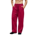 thumbnail image 1 of Fleece Lined Wide Leg Pants For Men Elastic Waist Baggy Sweatpants Winter Lounge Red L, 1 of 7