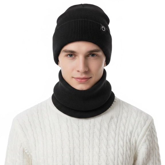 Fleece Lined Winter Beanie and Scarf Set - Skull Cap with Neck Warmer for Men Women, Cold Weather