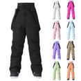 thumbnail image 1 of Fleece Lined Winter Hiking Unisex Casual Faddish Solid Patchwork Zipper Multiple Pockets Trousers Ski Pants Black M, 1 of 8
