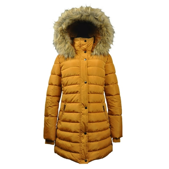 Fleece Lined Winter Puffer Coat for Women Warm Quilted Winter Jacket with Removable Faux Fur Hood