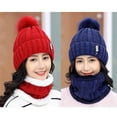thumbnail image 1 of Fleece Lined Womens Beanie Hat, Winter Hat Scarf Set,Womens Winter Hat, Pompom Warm Knitted Hat, 1 of 8