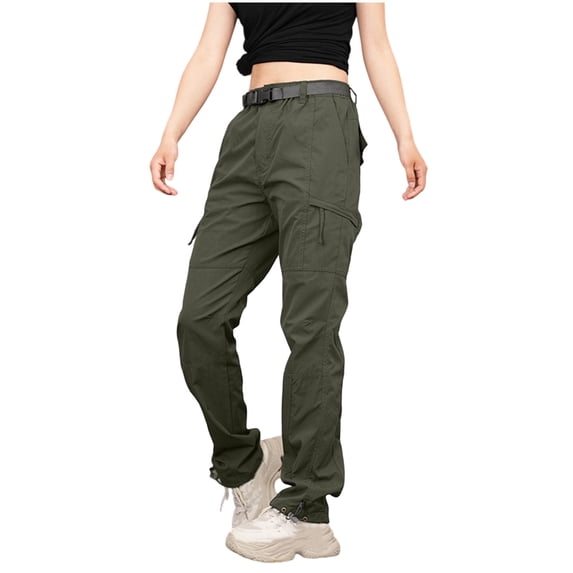 Fleece Lined Womens Cargo Pants, Work Pants for Women, Cord Lock Straight Leg Casual Travel Hiking Trousers with Multi Pockets