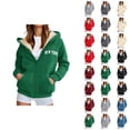 thumbnail image 1 of Fleece Lined Zip Up Graphic Sweatshirts for Women Fall Winter Long Sleeve Hooded Sweatshirt Jacket with Pockets, 1 of 6