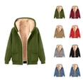 thumbnail image 1 of Fleece Lined Zip Up Hoodie for Women 2025 Casual Winter Long Sleeve Basic Hooded Sweatshirt with Pockets Jacket Outerwear, 1 of 4