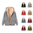 thumbnail image 1 of Fleece Lined Zip Up Hoodie for Women 2026 Long Sleeve Trendy Solid Color Hooded Sweatshirt with Pockets Jacket Coat, 1 of 4