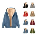 thumbnail image 1 of Fleece Lined Zip Up Hoodie for Women 2026 Long Sleeve Trendy Solid Color Hooded Sweatshirt with Pockets Jacket Coat, 1 of 4