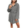 thumbnail image 1 of Fleece Long Bathrobe for Womens Drawstring Adjustable Relaxed Fit Long Sleeve Spa Robe Plush Soft Shawl Kimono Ultra Soft Textured Thermal Sleepwear Loungewear, 1 of 7