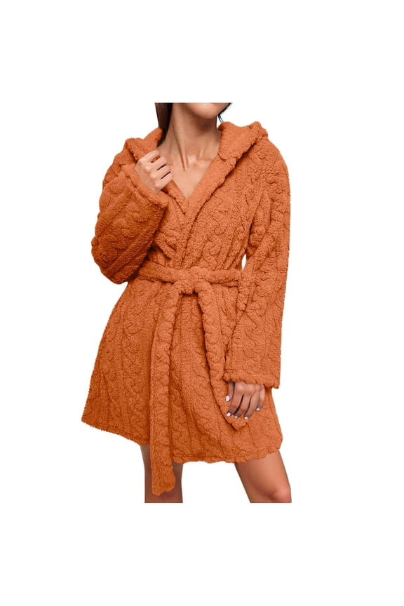 Fleece Long Bathrobe for Womens Drawstring Adjustable Ultra Soft Textured Sleepwear Spa Robe Long Sleeve Loungewear Plush Soft Kimono Robe
