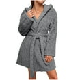 thumbnail image 1 of Fleece Long Bathrobe for Womens Drawstring Adjustable Ultra Soft Textured Sleepwear Spa Robe Long Sleeve Loungewear Plush Soft Kimono Robe, 1 of 6