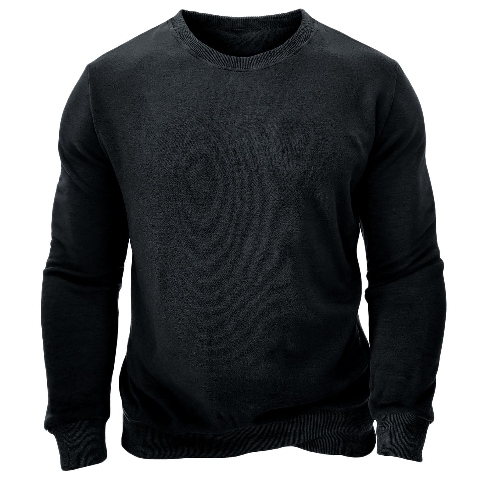 Fleece Long Sleeve Shirt for Men Crewneck Solid Fall Winter Pullover Baggy Casual Lounge Tops Outdoor Sweatshirts Walmart